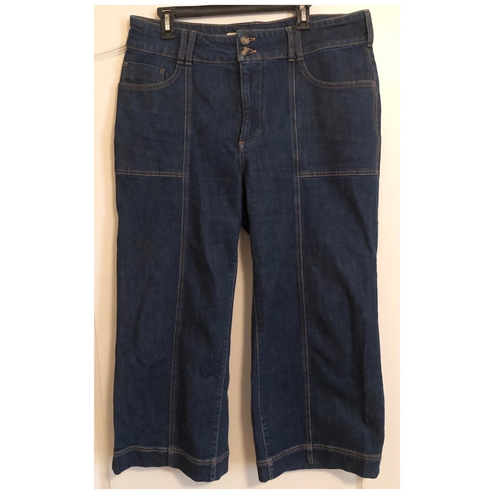 Pilcro Anthropologie Seamed High Rise Cropped Wide Leg Jeans Skipper - Picture 4 of 7